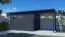 Casetta da giardino moderna con estensione tetto, antracite, incl. pavimento, superficie: 13,08 m², tetto piano