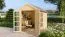 Casetta da giardino, legno grezzo, incl. pavimento, porta doppia con vetro di sicurezza - SU: 4,33 m², tetto a due falde