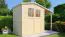 Casetta da giardino "Karben" 02 con estensione tetto, legno grezzo, tetto a due falde - spessore 18 mm, SU: 5,08 m²