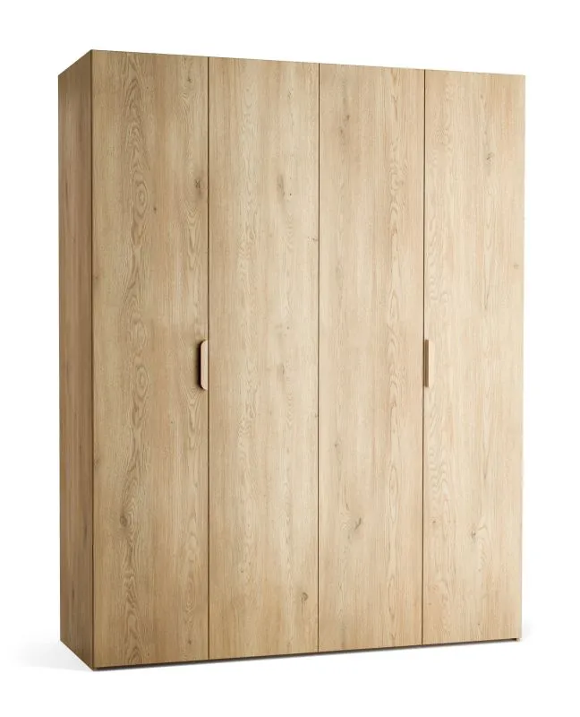 Armadio con ante a libro "Castro" 07, color rovere, 2 ante, 3 barre appendiabiti, incl. illuminazione a LED con sensore di movimento, Sistema "Soft-Close", 175 x 60 x 225 cm