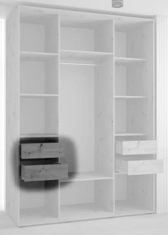 Set 2 cassetti per armadi | Rovere elegante | Compatibili serie Mina | Profondità 45 cm