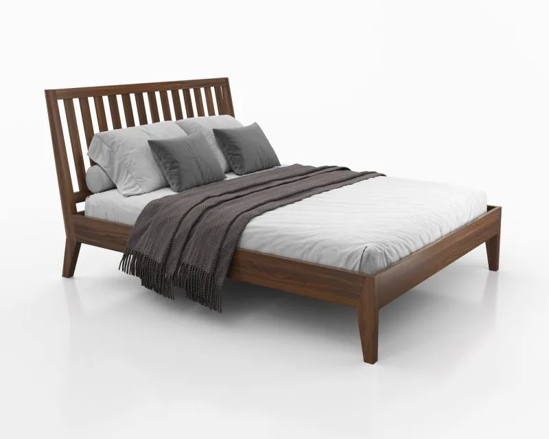 Letto matrimoniale alla francese Engordany 08 | Faggio massello laccato | Colore noce | Superficie 140 x 200 cm