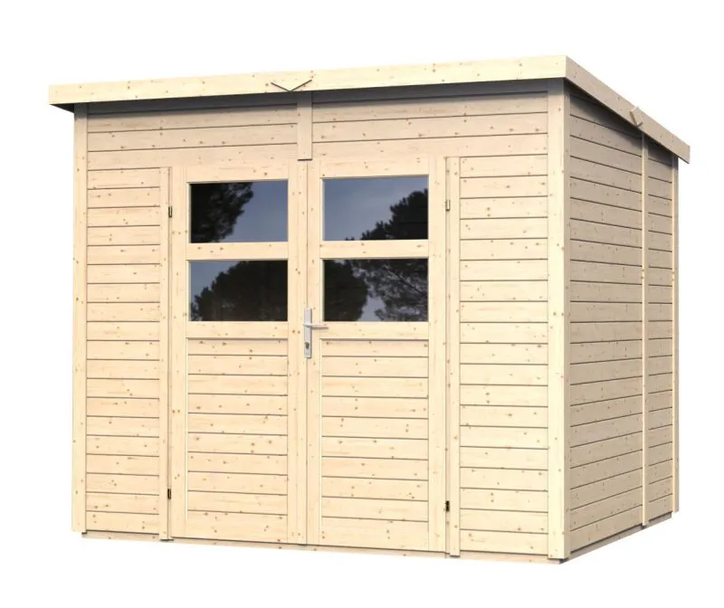 Casetta da giardino Freiberg 02 incl. pavimento, finitura naturale - Casetta da giardino prefabbricata da 19 mm, superficie utile: 4,31 m², tetto a una falda