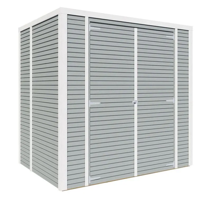 Capanno per attrezzi, grigio chiaro, porta doppia in legno massiccio, 2,08 x 1,57 m, tetto piano