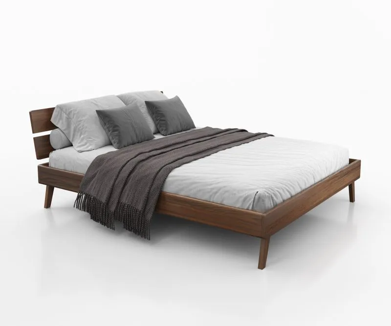 Letto matrimoniale king size Engordany 09 | Faggio massello laccato | Color noce | Superficie 180 x 200 cm