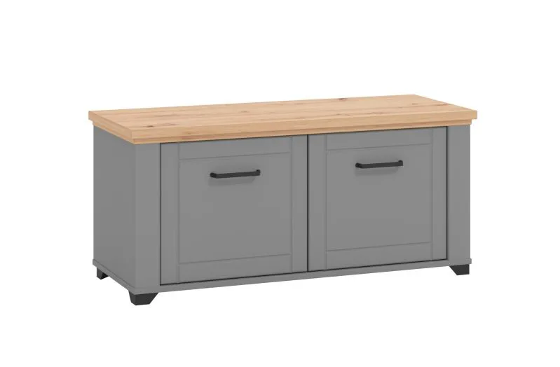 Cassapanca Banat 24 | Rovere Artisan e Grigio Grafite | 2 Ante, 2 Scomparti | 47,5 x 103,5 x 41 cm