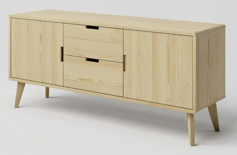 Cassettiera Aurornis 44 in pino massiccio naturale | 64 x 142 x 40 cm | Design moderno e resistente