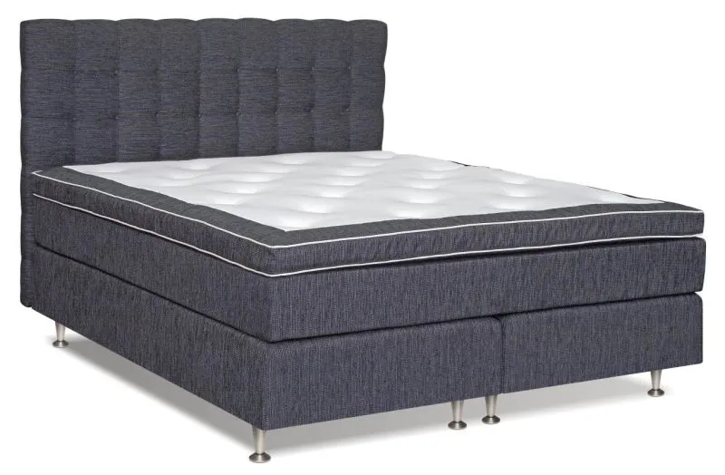 Letto boxspring MALDEN 120 x 200 cm | Base a molle Bonnell | Materasso molle insacchettate | Topper lattice | Grigio