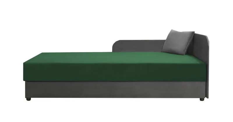 Letto ospiti Lobatos 82 | Cuscini inclusi | Grigio/Verde | Nucleo a molle Bonell | Contenitore ribaltabile | 80x195 cm