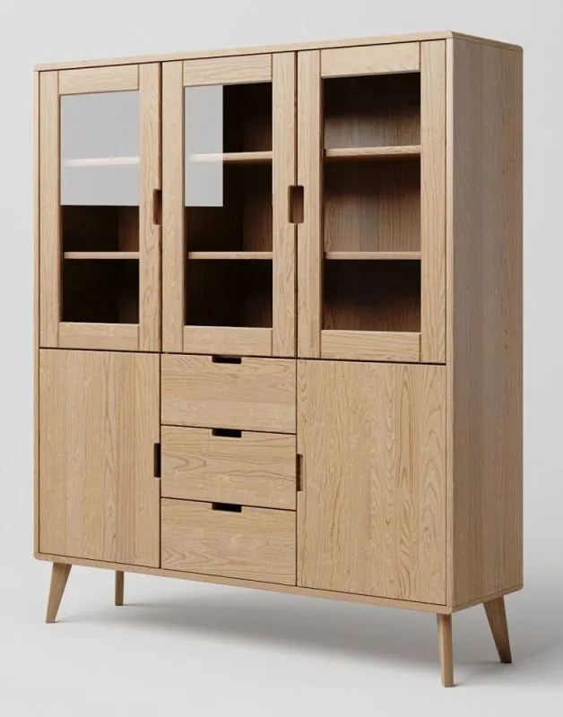 Vetrina Aurornis 27 in rovere massiccio naturale | 166 x 142 x 40 cm | Design moderno e funzionale