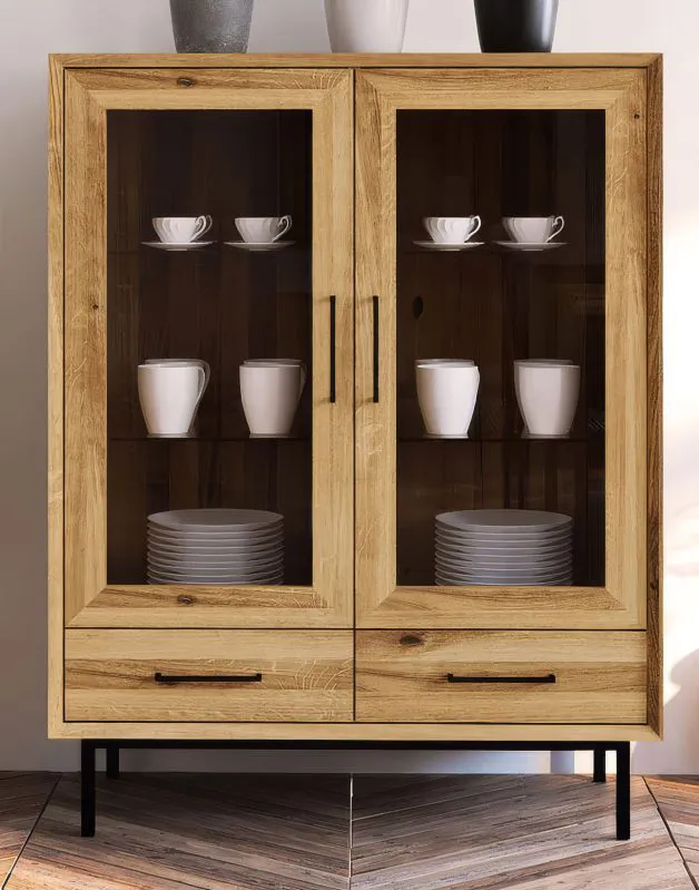 Vetrinetta "Kumeu" 53 | Rovere selvatico oliato | 125 x 97 x 45 cm | Design elegante