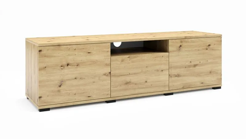 Mobile porta TV con apertura push-to-open | Rovere Artisan | 42 x 150 x 40 cm | 4 scomparti, 3 ante | Zapopan 98