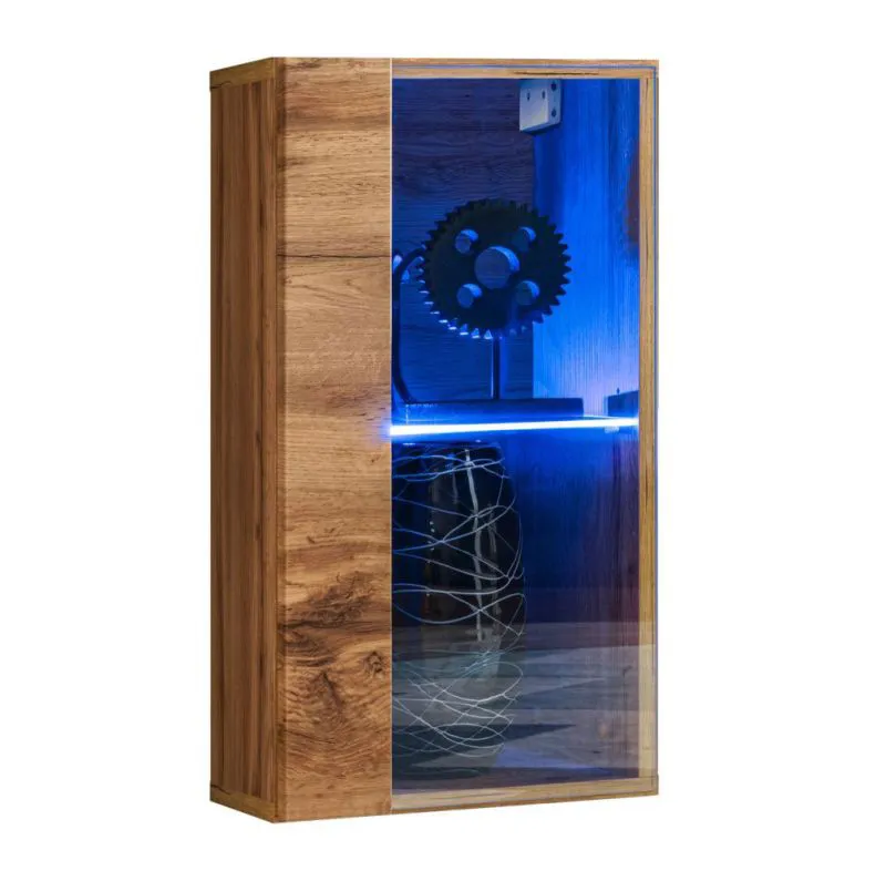 Pensile moderno Möllen 12 | 2 scomparti | Rovere Wotan | 60 x 30 x 25 cm | Illuminazione LED