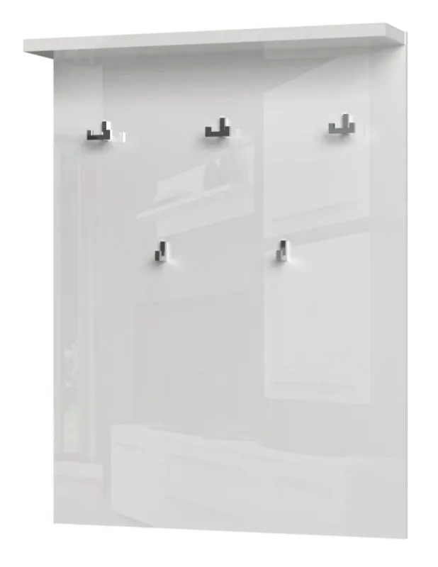 Appendiabiti Garim 56 bianco lucido | 100 x 76 x 17 cm | 5 ganci e ripiano | Design moderno