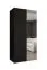 Armadio nero con ante battenti "Korab" 61 | 1 anta a specchio | Soft-Close | 1 m larghezza
