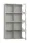 Libreria moderna Aenna 48 bianco/grigio | 1 anta | 8 scomparti | maniglie bianche | 202,5 x 100,5 x 35 cm | piedini regolabili