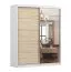 Armadio scorrevole "Cuillin" 02 | Bianco/Rovere Sonoma | Specchio frontale | 2 ante | 6 scomparti | 218 x 183 x 61 cm