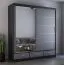Armadio scorrevole Lusatian 23 | Grigio/Nero con specchio | 2 ante, 12 scomparti, 3 cassetti | 218 x 203 x 61 cm