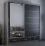 Armadio scorrevole grigio/nero con specchio | 2 ante, 12 scomparti, 3 cassetti | 218 x 203 x 61 cm