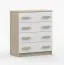 Cassettiera Smolikas 07 | Rovere Sonoma e Bianco | 4 Cassetti | Maniglie in Legno Marrone | 90 x 80 x 40 cm