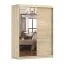 Armadio scorrevole Bucegi 17 | Rovere Artisan e marrone | 2 ante con specchio | 6 scomparti | 200 x 150 x 61 cm