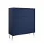Cassettiera alta Egaleo 05 | Blu scuro | 4 ante | 6 scomparti | Maniglie e gambe in metallo | 122,5 x 105,5 x 40,5 cm