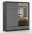 Armadio scorrevole Lusatian 23 | Grigio/Nero con specchio | 2 ante, 12 scomparti, 3 cassetti | 218 x 203 x 61 cm