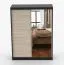 Armadio scorrevole con specchio Bucegi 25 | Rovere Sonoma e nero | 2 ante | 6 scomparti | 200 x 150 x 61 cm