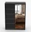 Armadio scorrevole Bucegi 32 nero | 2 ante con specchio | 6 scomparti | 1 barra appendiabiti | 200 x 150 x 61 cm
