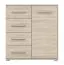 Cassettiera "Comarca" 03 | Rovere Sonoma | 4 cassetti, 1 anta, 3 scomparti | Maniglie argento | 96 x 90 x 45 cm