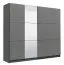 Armadio scorrevole Kule 10 | Grigio grafite con specchio | 2 barre appendiabiti | 10 scomparti | 210 x 236,5 x 62,5 cm