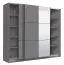 Armadio scorrevole Kule 10 | Grigio grafite con specchio | 2 barre appendiabiti | 10 scomparti | 210 x 236,5 x 62,5 cm