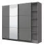 Armadio scorrevole Kule 10 | Grigio grafite con specchio | 2 barre appendiabiti | 10 scomparti | 210 x 236,5 x 62,5 cm