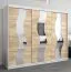 Armadio scorrevole con specchio Hacho 06 | Bianco opaco e rovere Sonoma | 200 x 250 x 62 cm