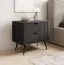 Comodino Sloughia 14 nero | Frontale a doghe elegante | Metallo e ABS | 55 x 63 x 38 cm