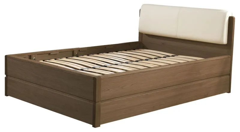 Letto matrimoniale Fazenda 08 | Rovere parzialmente massello | Marrone scuro | Box contenitore | 160 x 200 cm