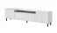 Mobile porta TV Cienequillas 08 | Frontale rigato bianco | Gambe nere | Push-to-open | 4 scomparti | 54 x 200 x 40 cm