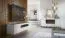 Madia moderna "Barbe" 13 | 8 scomparti | 3 ante | 2 vani a giorno | Bianco opaco/Rovere | 136x97x40 cm