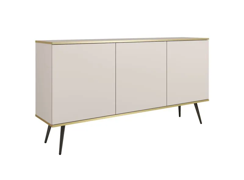 Credenza Horsham 57 beige | Push-to-open | 3 ripiani in legno | 6 scomparti | Gambe nere | Design moderno