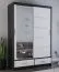 Armadio scorrevole Lusatian 07 | Bianco/Nero | Specchio | 2 ante, 6 scomparti, 2 cassetti | 218 x 150 x 61 cm