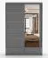 Armadio scorrevole con specchio Lusatian 09 | Grigio moderno | 2 ante, 6 scomparti, 2 cassetti | 218 x 150 x 61 cm