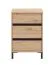 Comodino "Lapovo" 04, color rovere Artisan, gambe: nero, 3 cassetti, bordi in ABS, 48 x 40 x 71 cm