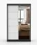 Armadio scorrevole con specchio | Bianco/Nero | 2 ante, 6 scomparti, barra appendiabiti | 200 x 120 x 61 cm