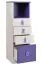 Cassettiera per cameretta "Luis" 24 | Rovere bianco e viola | 127 x 40 x 42 cm | 4 cassetti spaziosi