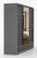 Armadio scorrevole Lusatian 38 | Nero/grigio con specchio | 3 ante, 7 scomparti, 4 cassetti | 218x250x61 cm
