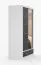 Armadio scorrevole "Lusatian" 11 | Bianco/Nero | 2 ante con specchio | 6 scomparti | 2 cassetti | 218 x 150 x 61 cm