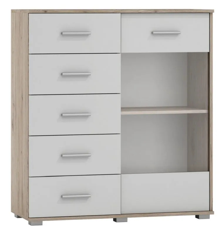 Vetrinetta moderna Kavieng 05 | Rovere e bianco | 110 x 99 x 40 cm | Spazio elegante e funzionale
