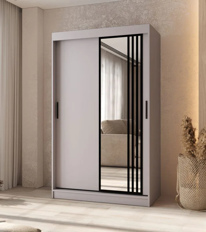 Armadio con ante scorrevoli / Guardaroba | Cashmere | 120 x 62 x 200 cm | Dettagli moderni | 5 scomparti | 2 aste appendiabiti | Design elegante