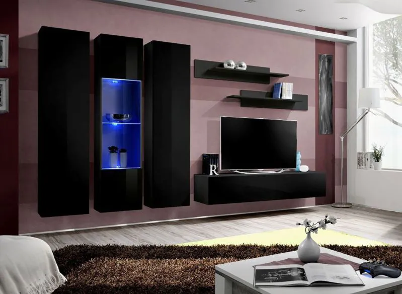 Pensile Hompland 40 nero | 170 x 260 x 40 cm | Illuminazione LED blu | Design moderno