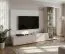 Parete attrezzata "Vestnes" 02, color cashmere/marmo bianco, 1 mobile TV, 1 vetrinetta, boiserie, illuminazione a LED, Sistema "push to open", 240 x 45 x 175 cm